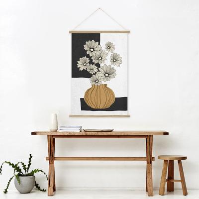 China Industrial Hot Sale Factory Plant Decorative Wall Art Flower With Vase Picture Roll Up Kakemono for sale