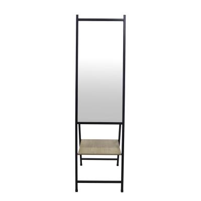 China Minimalist Iron Standing Mirror With Shelf Minimalism Simple Iron Frame Modern Mirror for sale