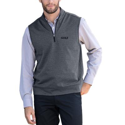 China Custom Anti-Wrinkle Mens Color Light Regular Solid Fleece Pattern Half Zipper Sweater Vest for sale