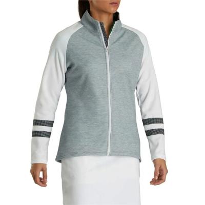 China Breathable High End Custom Women Golf Full Zip Jacket Mid Layer Raglan Sleeve Color Block for sale