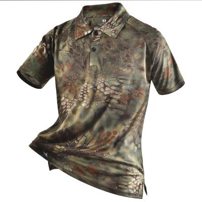 China ODM Mens Cotton Polyester Blend Anti-Wrinkle Combat Burnout Polo T-Shirts Camouflage for sale