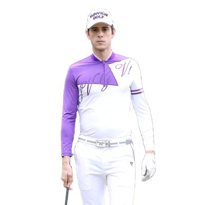 China Custom Anti-Wrinkle Polyester Digital Printing Sublimation Golf Apparel Men Long Sleeve 1/4 Zipper Shirt Blade Collar Golf Quarter Polo Shirts for sale