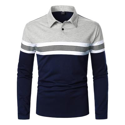 China Anti-pilling cotton full sleeve spring patchwork polo shirt men's comfortable custom made polo shirts men for sale