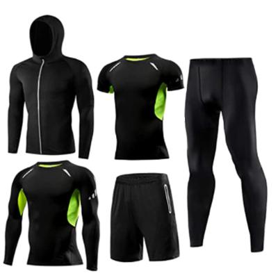 China 5 piece set unisex OEM anti-pilling zipper sports GYM training open solid men's women's jacket and pants and top suit for sale