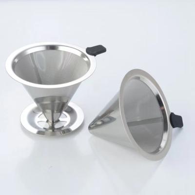 China 2021 American Best Selling High Quality Viable Stainless Steel Coffee Filter Funnel 304 Double Layers Coffee Filter Drip Filter Funnel for sale