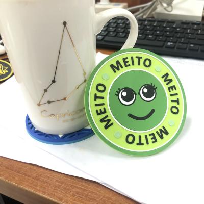 China New Fashion Logo PVC Eco-Friendly Round Coaster Viable Custom 2d Coasters Silicone 3d Coffee Tea Cup Mat for sale