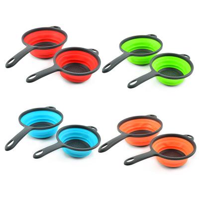 China Viable cookware sets kitchen high quality collapsible silicone colander silicone strainer vegetable and fruit collapsible drain basket for sale