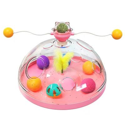 China Sustainable Funny Indoor Interactive Turntable Cat Rotating Windmill Mint Toy for sale