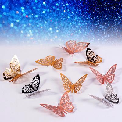 China WALL STICKER 3D Butterfly Hollow Decorative Wall Stickers For Kids Rooms Decor Refrigerator DIY Stickers Party Home Wedding Butterflies for sale