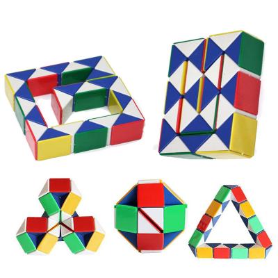 China Educational Toy 24 Blocks Snake Puzzle Magic Speed ​​Twist Cube Magic Ruler 3D Snake Toys Kids Educational Toys for sale