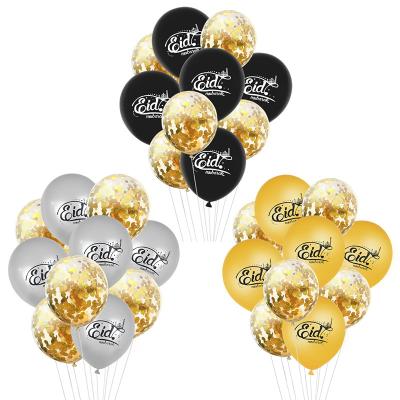 China 2021 Festival Decoration Ball Transparent Silver Gold Confetti Air Stuff Party Eid Mubarak Ramadan Kareem Balloons Latex Decoration Supplies for sale