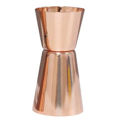 China Viable Factory Direct 25ml/50ml Double Head Stainless Steel Copper Plating Cocktail Jigger With Straight Edge For Bar Measure for sale