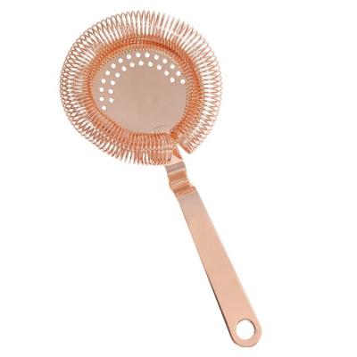 China Viable Luxury Round Copper Hawthorn Bar Coffee Beverage Tea Strainer Cocktail Sifter Ice Strainer Barman Tool for sale