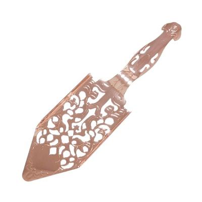 China New Disposable Rose Gold Stainless Steel Leaf Sugar Spoon Copper Plating Absinthe Strainer Spoon Cocktail Wine Accessories for sale