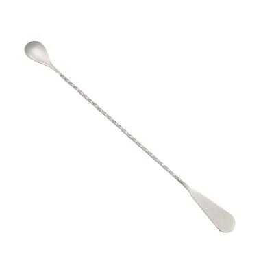 China Viable Wholesale Stainless Steel Teardrop Bar Spoon Resistance Handle Flat Cocktail Spoon for sale