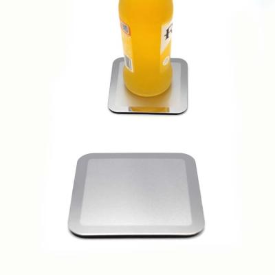 China Sustainable Hot Selling Square White Stainless Steel Metal Coaster With Laser Logo for sale