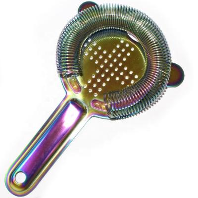 China Hotsale Sustainable Color Plating Stainless Steel Cocktail Bar Strainer for sale