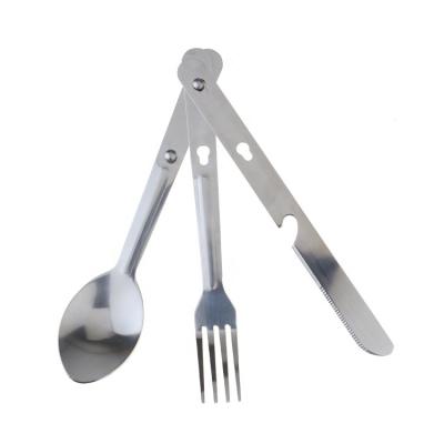 China Sustainable Yangjiang Outdoor Portable Camping Tableware Stainless Steel Camping Cutlery Set for sale