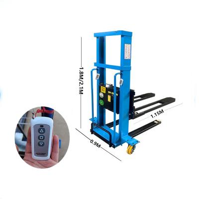 China Hotels Pallet Stacker Hydraulic Small Hand Remote Control Electric Forklift Manual Portable 500 kg 1000kg Hand Pushed Forklift for sale