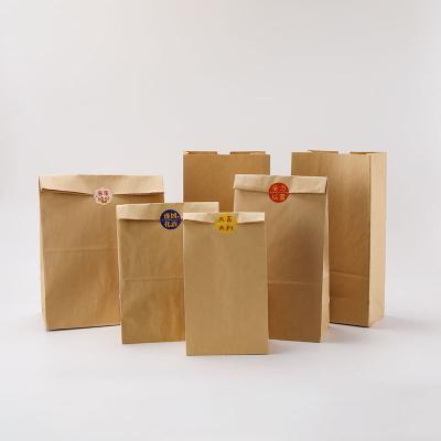 China Recycled Bottom Greaseproof Brown Kraft Paper Bags Custom Food Packaging Materials PAPDEG Takeout Flat Square Without Handle for sale