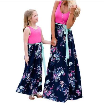 China Mommy and Me Matching 2022 Color Anti-Shrink Floral Baby Family Matching Outfits Mom and Daughter Summer Outfits Dress for sale