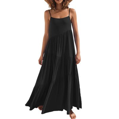 China 2022 Anti-Wrinkle Vestir OEM Summer Style Bohemian High Waist Sundress Pleated Encanto Ruffle Women Lady Elegant Lady Women Dresses for sale