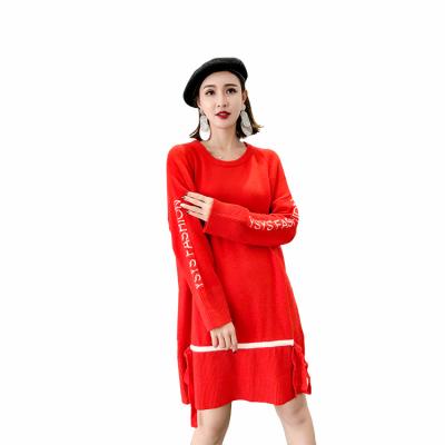 China Breathable QUICK DRY plus size 2021 winter women's dress Korean style women's O-neck dress fashion dress for sale