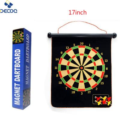 China Polyester Fabric DECOQ 17inch Single Magnetic Darts Aim Darts Kids Toy Custom Magnetic Dartboard with 6pcs Plastic Darts for sale