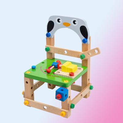 China DIY Tools and Toys Montessori Toys for Wooden Chair Toy Blocks Educational Juguetes Construction Toddlers Assemble Children's Chair Functional Wood for sale