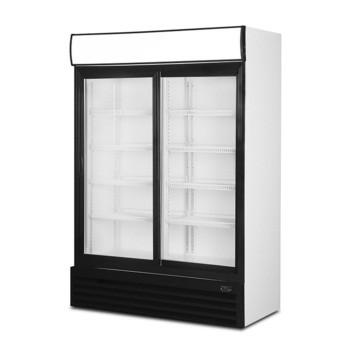 China 2 Door beverage display cooler with wheels for sale