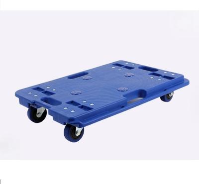 China Hotels Four-wheel Drive Workshop Warehouse Silent Logistics Transport Plastic Flat Car for sale