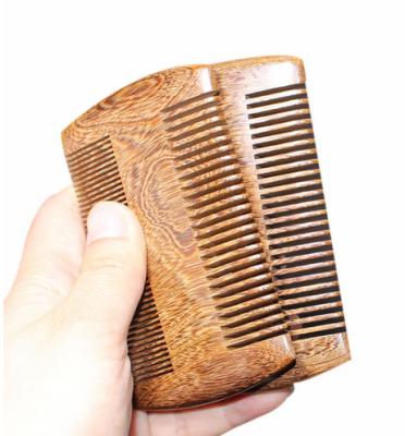 China Home Customized Highest Quality Wooden Logo Double Sided Wooden Sandalwood Beard Comb for sale