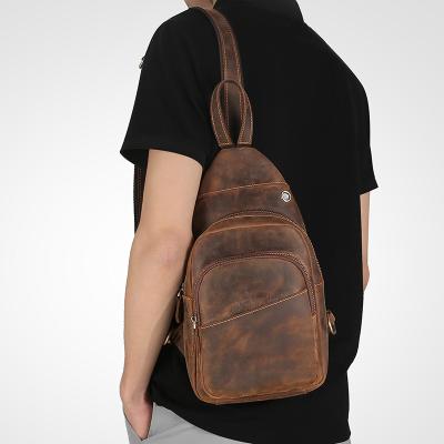 China High Quality New 2022 High Quality Genuine Leather Bike Messenger Chest Waist Sling Shoulder Bag For Men Casual for sale