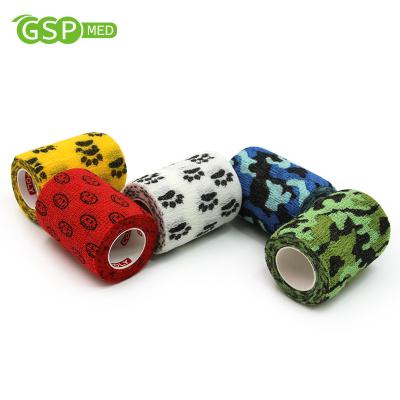 China Cute Paw Prints Adhesive Elastic Cohesive Personal Care Bandage Big Grip Sports Bandage for sale