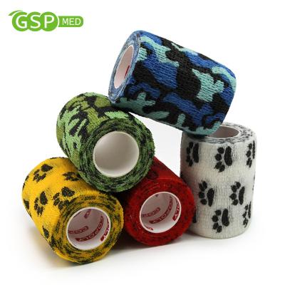 China Personal Care Pet Wrap Printed Flexible Waterproof Cotton Elastic Nonwoven Adhesive Bandage for sale