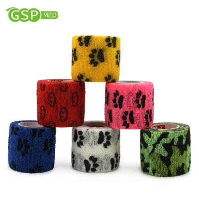 China Personal Care Medical Veterinary Camouflage Printed Elastic Cohesive Bandage For Pet for sale