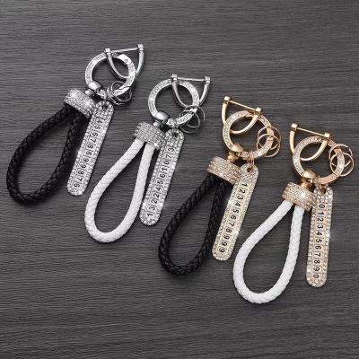 China Anti-Lost Diamond-Studded Key Chain Shiny Shiny Net Red Female Car Key Chain Keyring Lanyard License Plate Key Chain for sale