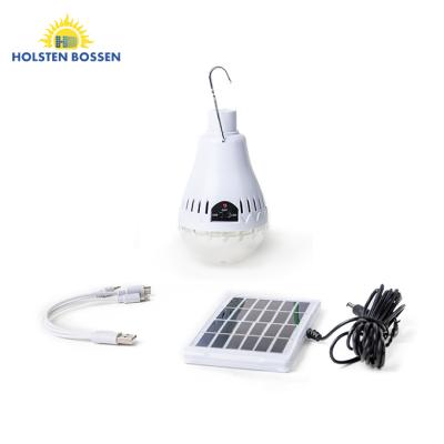 China Residential Outdoor Portable Solar LED Light Bulb Outdoor Solar Rechargeable LED Light Bulb HB6028 With Solar Panel for sale