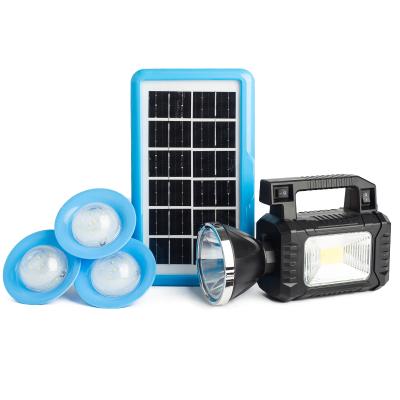 China Home Portable Solar Powered Lighting System HB1923 10w Mini Solar Panel Generator Light Station Power Bank Light With Bulb for sale