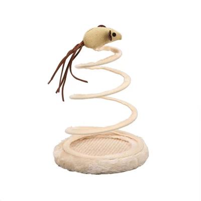 China Cat Plush Toy Spring Plate Cute Wholesale Viable Cat Teasing Toys Interactive Funny Cat Plays Plush Mouse for sale