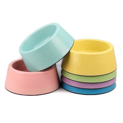 China Wholesale Sustainable Fiber Bamboo Round Shape Pet Bowl Solid Color Non-Slip Pet Cat Bowl Bamboo Pet Dog Bowl for sale