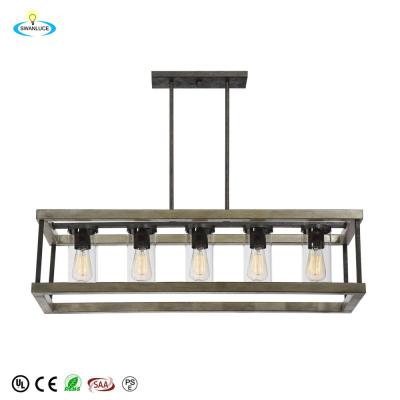 China American Farmhouse Style Ceiling Hanging Rectangular Rustic Clear Glass Chandelier for sale