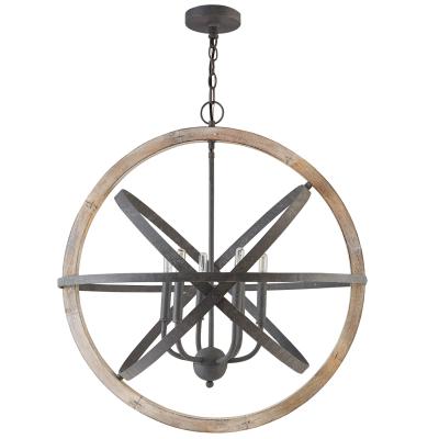 China Factory Direct High Quality Rustic Farmhouse Classic Wood Chandelier Light Fixture For Dining Room for sale