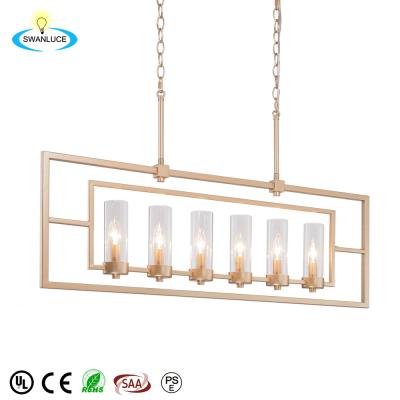 China Living Room Modern Kitchen Light Warm White Lamp Holders Six Horizontally Laden Ceiling Chandelier for sale