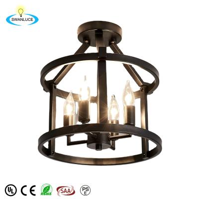 China Four Chandelier E12 Modern High End Cylindrical Ceiling Lamp Metal Black Chandelier for sale