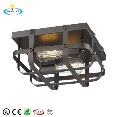 China Black Modern Indoor Square Double Shade Metal Chandelier Ceiling Porch Lamp Holder Ceiling Chandelier for sale