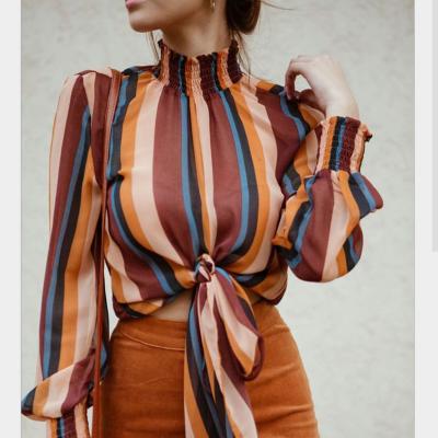 China Viable Spring Autumn Ladies Shirts Hot Sale Female Stripe Shirt czm12073a Women Shirts for sale