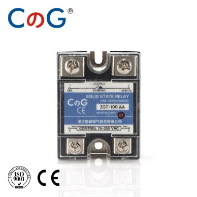 China CG's single phase SSR series sealed solid state relay. AC-AC 100A output 24~480VAC for sale