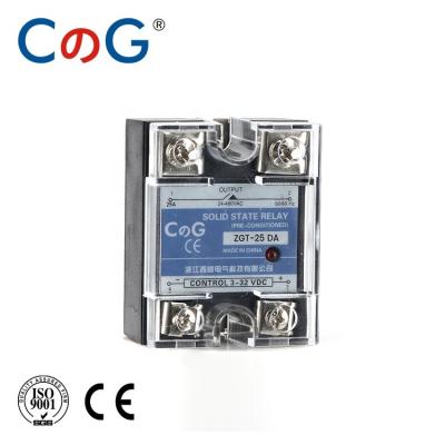 China CG. sealed SSR-25DA 24-480VAC 3-32VDC to DC-AC SSR 25A single phase solid state relay for sale