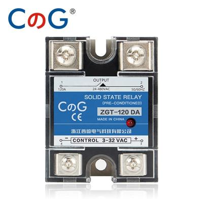 China CG's single-phase sealed DC. SSR-120DA 150DA Control AC Heatsink 24-480VAC to 3-32VDC 120A 150A DA Solid State Relay for sale